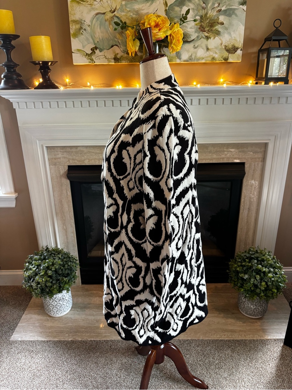 *NEW* Chico’s Contrast Jacquard Cardigan Sweater - Size 2XL - Picture 5 of 7